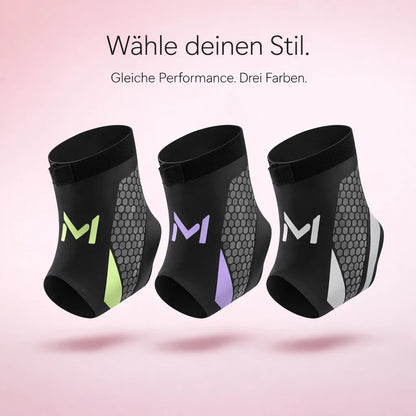 Three ankle support sleeves displayed in different color options